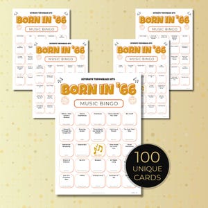 Born in 1966 Music Bingo, 60th Birthday Party Idea Game, Printable Retro Music Bingo, Spotify Playlist, Instant Download
