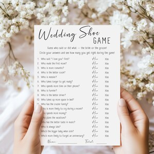 Wedding Shoe Bridal Shower Game, Fun Printable Couples Game, Editable Template for Bridal Showers, Instant Download