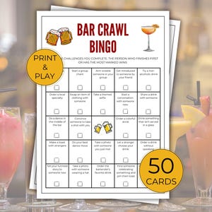 Bingo da bar stampabile, giochi divertenti per il giro dei bar e dei pub, caccia al tesoro tra i bar, bingo definitivo per il giro dei bar, stampabili per il giro dei bar pronti per la festa