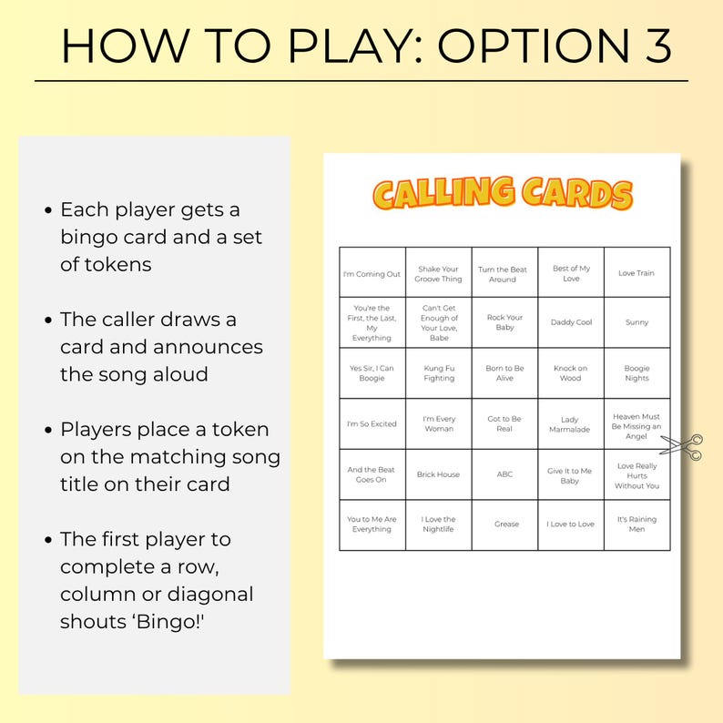 Disco Fever Music Bingo, 100 Cards Printable Retro Birthday Party Game, Family Game Night, Spotify Playlist