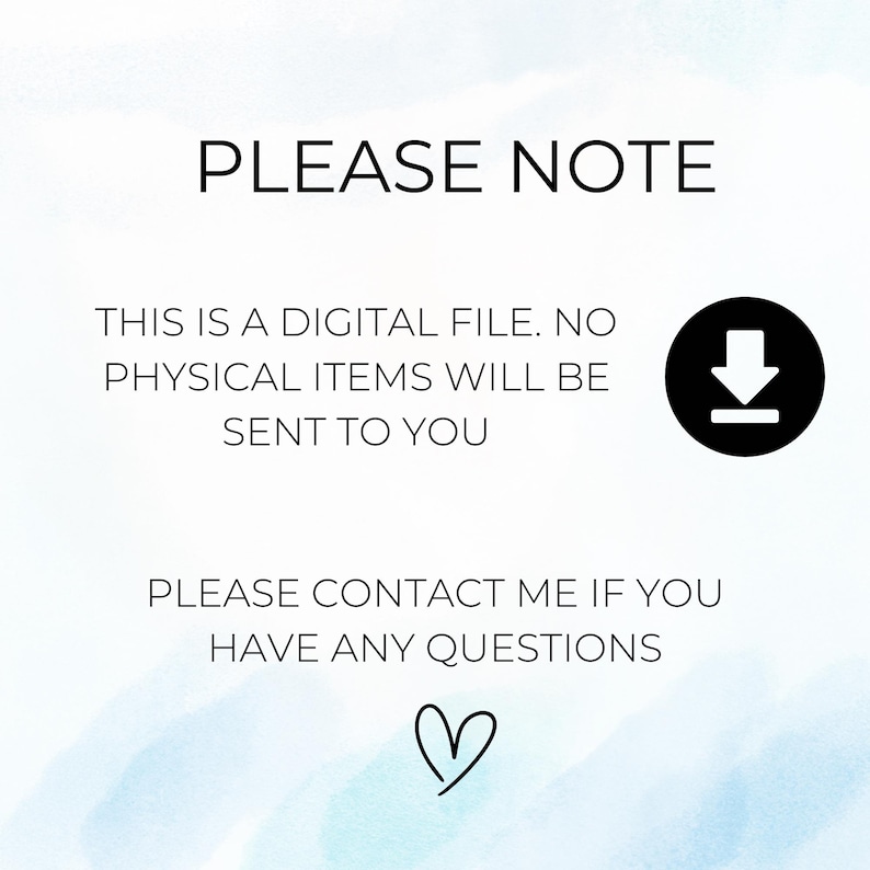 Digital download notice for Mingle Bingo, no physical product will be shipped