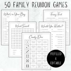 Printable Family Reunion Games, 50 Fun Family Activities, Icebreaker Games, Family Reunion Ideas for All Ages, Editable in Canva