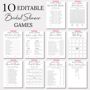 Minimalistisches Brautdusche Spiele Bundle, druckbares modernes Brautspiel Paket, bearbeitbare lustige Duschaktivitäten WS001