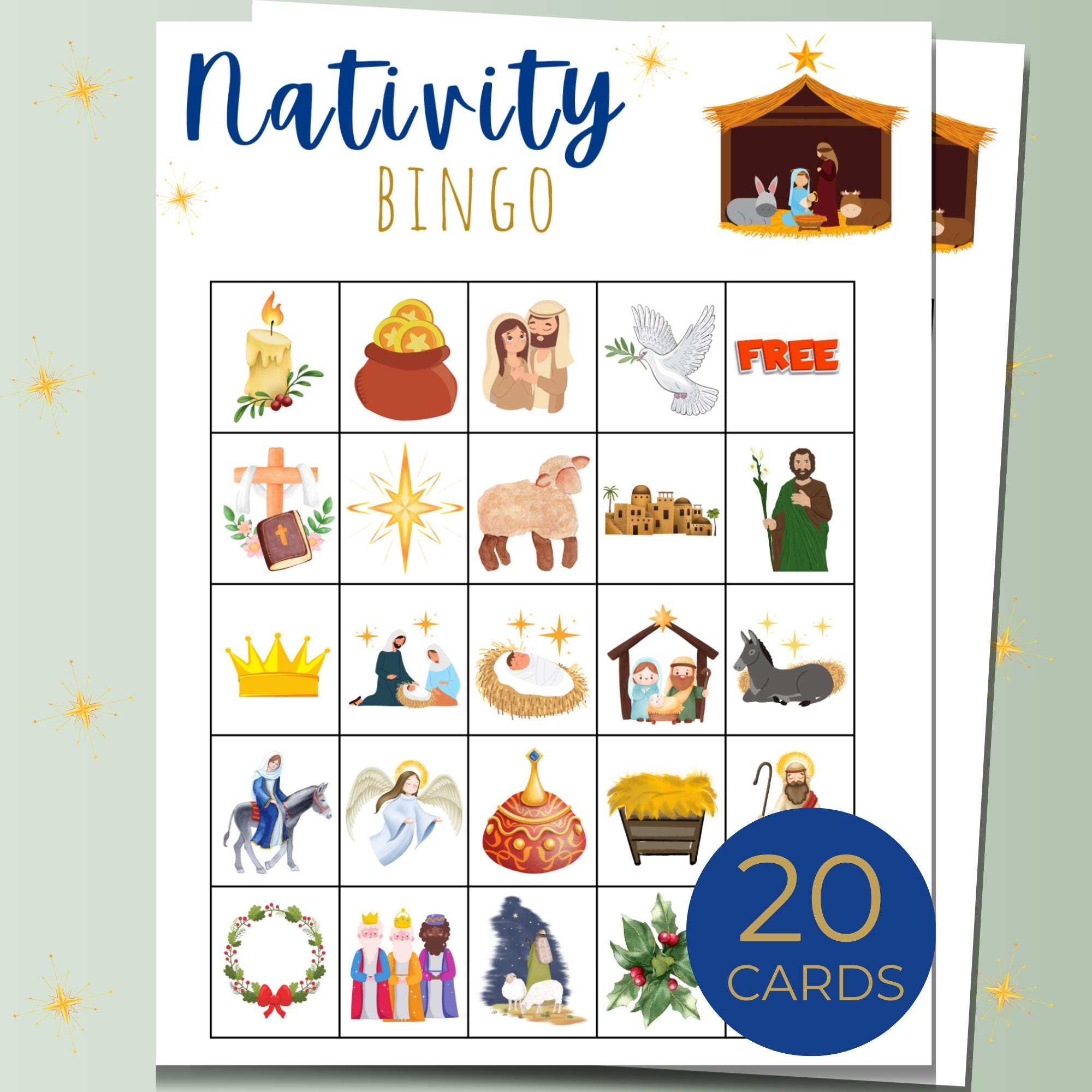 nativity bingo, printable christmas bingo, christian games, holy