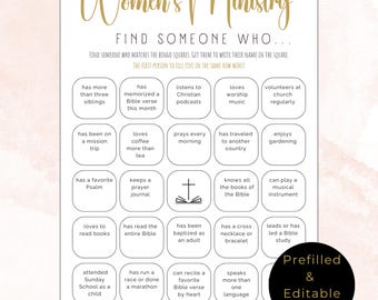 Women&#39;s Ministry Get to Know You Icebreaker Questions, Editable and Printable Game, Perfect for Church Gatherings