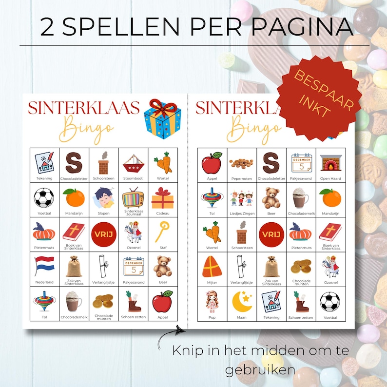 Sinterklaas Bingo Spel Printbaar, 100 Unieke Kaarten, Sinterklaas Activiteit voor Kinderen, School, Pakjesavond of Familiefeest