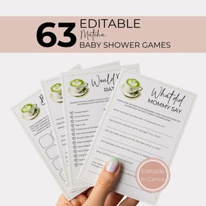 We Love You So Matcha Baby Shower Bundle, Love is Brewing, 63 Gender Neutral Games, Printable PDF + Editable Canva Template BS20