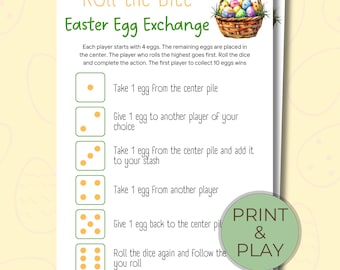 Easter Egg Exchange Game, Printable & Editable Dice Activity, Classroom or Party Use