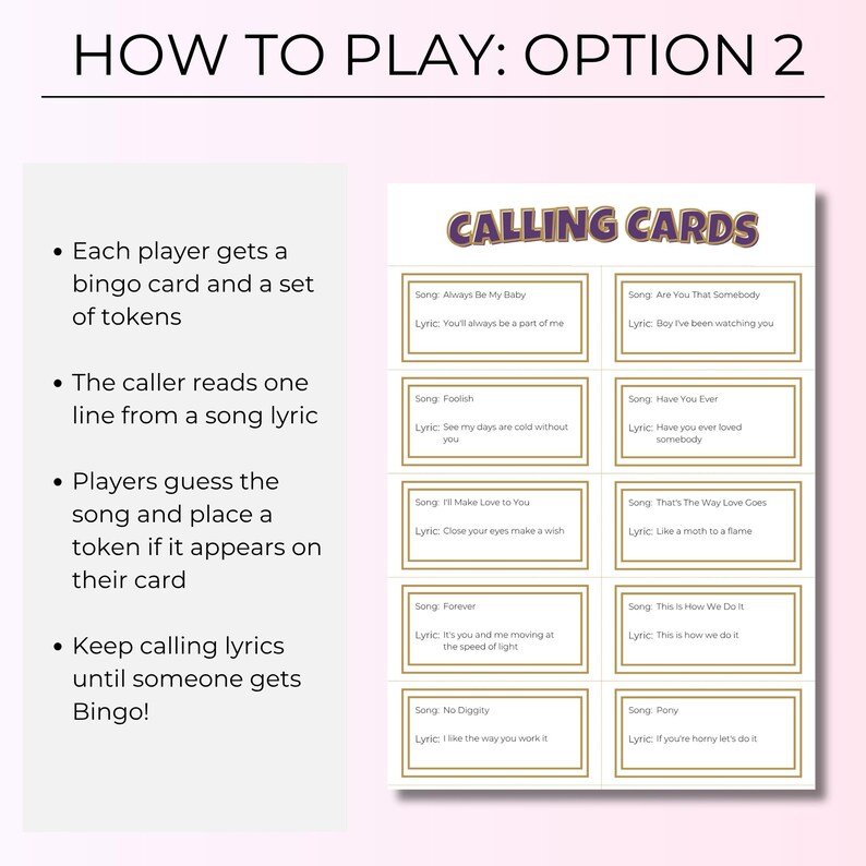 R&B Music Bingo, 100 Unique Cards with Spotify Playlist, Printable Party Game & Music Night Activity