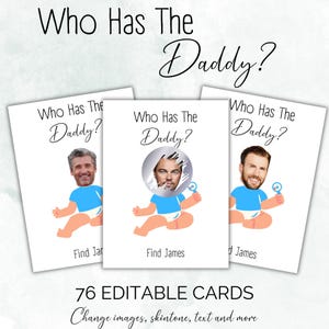 Modèle de jeu Qui a le papa, jeu de baby shower modifiable, cartes à gratter amusantes, téléchargement immédiat