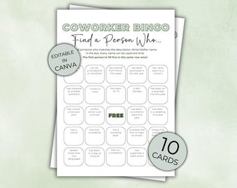 Coworker Bingo Printable, Team Building Game, Fun Office Activity, Icebreaker for Work and Networking Events, Printable for Work Gatherings