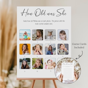 How Old Was She Bridal Shower Game, Printable Guess the Age Activity, Editable Template for Fun Wedding Games