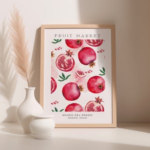 Pomegranade Wall Art, Digital Art Download, Fruit Market Botanical Wall Art, Fruit Kitchen Art Print, Fruit Printable Art, Illustration