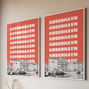 Kopenhagen Reisedruck, digitale Kunst Download, Reisedruckkunst, Reisedruck, Reisedruckplakate, Reiseausstellungsdruck, niedliche trendige Wandkunst