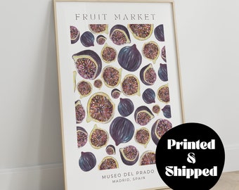 Fig Food Print, Botanical Illustration, Decor for Kitchen,Printed Shipped,Retro wall art,Aesthetic Room Decor Art, Fruit Print