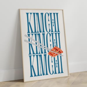 Kimchi Food Art, Blau Orange Asiatisches Essen Druck Kunst, Küchen Dekor, Ausstellung Poster, Küche Wand Kunst, Geschmackvolle Kunst, Digital Download