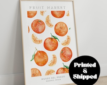 Oranges Print Fruit Market Botanical Wall Art Print, Physical Print,Orange Kitchen Art Print, different Sizes