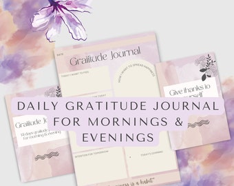 Dankbarkeit Journal mit täglichen Zitaten - 14 Tage Journaling Prompts für morgens und abends PDF Arbeitsblatt