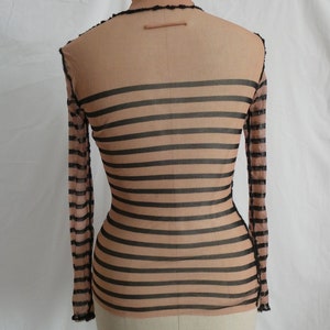 Iconic vintage Jean Paul Gaultier mesh top striped long sleeves Femme pink size S M image 6