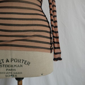 Iconic vintage Jean Paul Gaultier mesh top striped long sleeves Femme pink size S M image 4