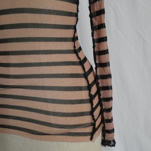 Iconic vintage Jean Paul Gaultier mesh top striped long sleeves Femme pink size S M image 3