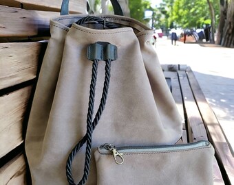 Leather backpack, tote