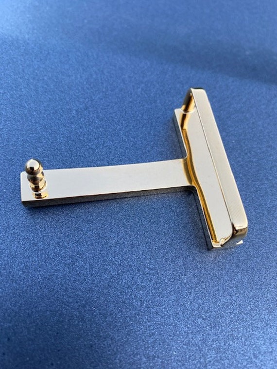 Vintage 40mm Tom Ford Belt Buckle Gold Navy Blue … - image 2