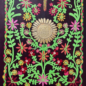 Palestinian traditional custom painting ,Gaza women thoub design , Palestinian embroidery design in original paintingسوره الفلق
