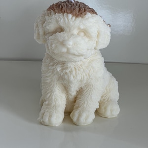 Vela artesanal en forma de perro/ Decorracion única y original/ Regalo perfecto para amantes de perros/ Cera soya
