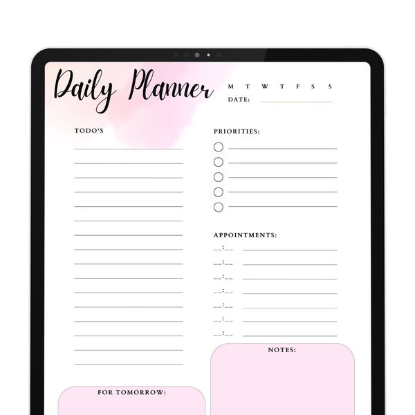 Daily Planner | Daily To Do List Printable | Instant Download | Minimal Productivity | Daily Schedule | A4 Format