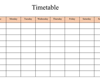 Minimalist timetable download to print out | 10 hours | A4 | University & School