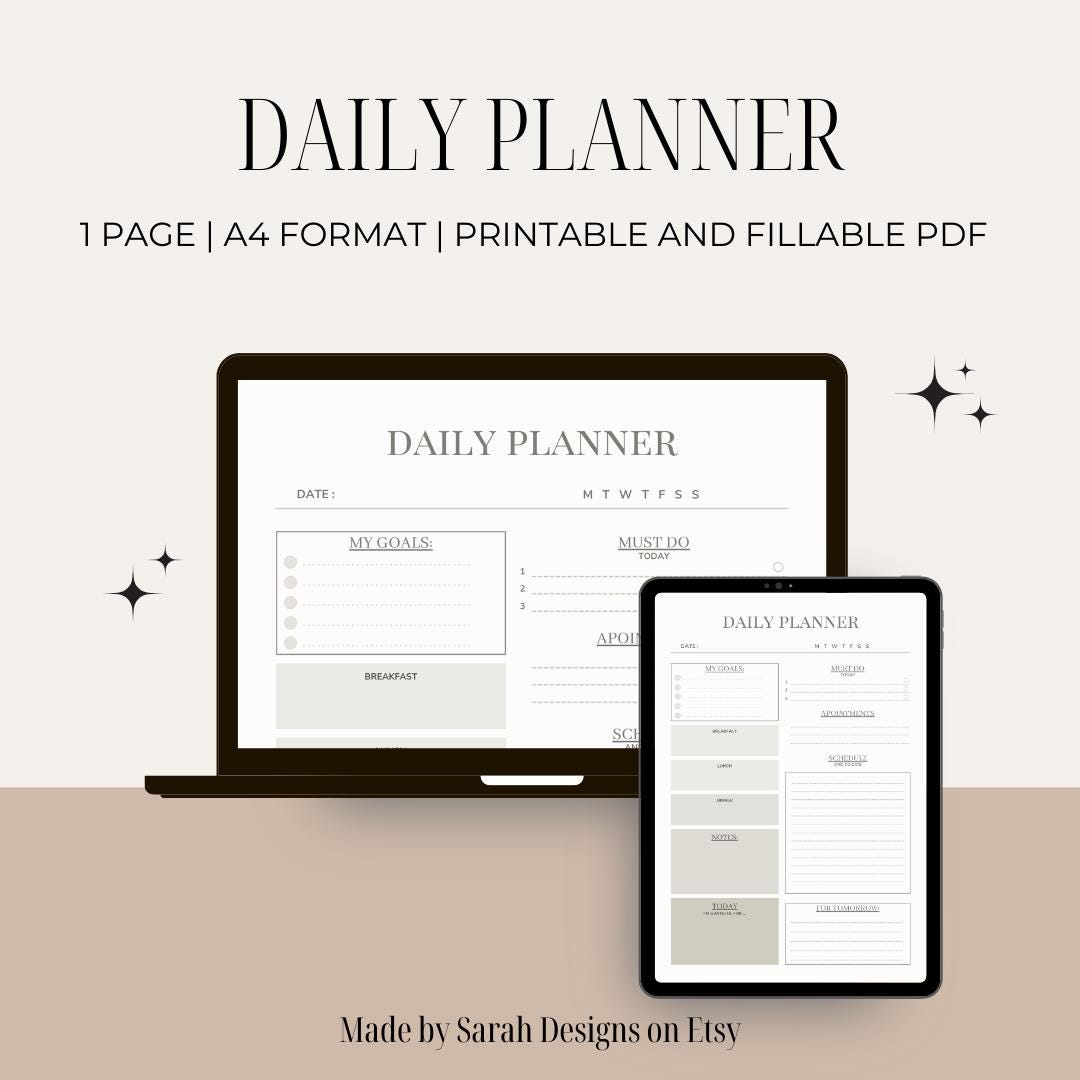Daily Planner Zum Ausdrucken Tägliche To-do-liste, Produktivitätsplaner
