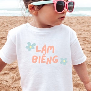 LAM BIENG kids graphic t-shirt, funny vietnamese viet shirt, asian toddler girl gift tshirt, gift for asian mom, fun colorful viet quote tee