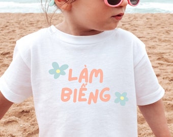 LAM BIENG kids graphic t-shirt, funny vietnamese viet shirt, asian toddler girl gift tshirt, gift for asian mom, fun colorful viet quote tee