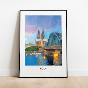 Köln Design Poster, Köln Wall Art, Köln Aquarell Poster, Birthday Travel Gift Present, Artwork, Print, Cologne, Germany