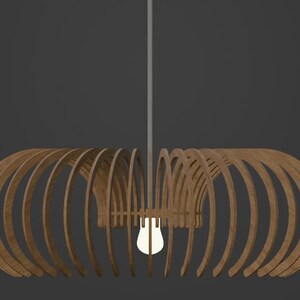 3 mm plywood laserskurna pendellampa SVG DXF-filer | Mall för modern träkrona | Glowforge digital nedladdning bild 5