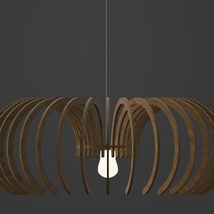 3 mm plywood laserskurna pendellampa SVG DXF-filer | Mall för modern träkrona | Glowforge digital nedladdning bild 6