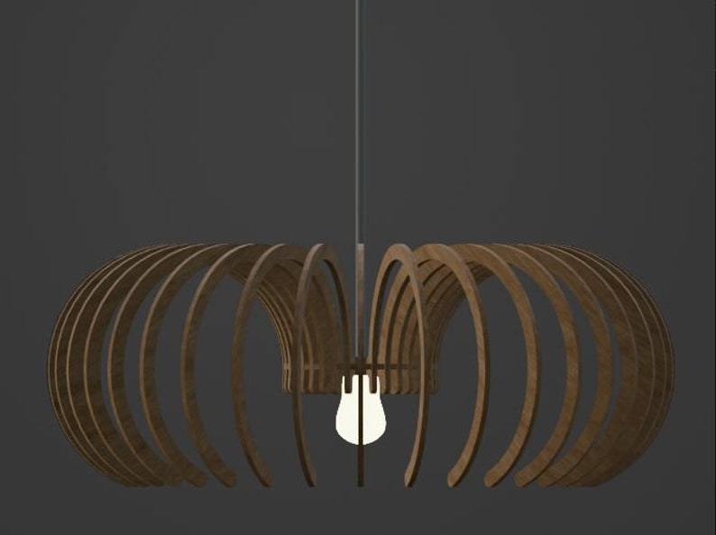3 mm plywood laserskurna pendellampa SVG DXF-filer | Mall för modern träkrona | Glowforge digital nedladdning bild 6
