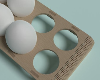 SVG-bestand voor een eierhouder voor 10 eieren, sjabloon voor een lasergesneden eierrekje, modern houten eierrek, displaystandaard voor paaseieren, vectorbestand voor keukenopslag (DXF).