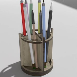Plywood Laser Cut Pen&Pencil Desk Holder 4mm Digital Download Dxf Svg Files, Vector Files For Wood Laser Cutting