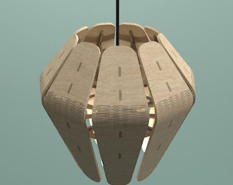 Laser Cut Pendant Lamp SVG DXF Template: 4mm Plywood Lampshade (Digital Download)