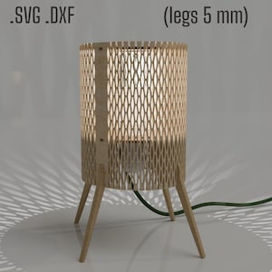 3 mm 4 mm laserskuren stämningslampa i plywood med 5 mm eller 4 mm ben, digital nedladdning, DXF SVG-filer, bordslampa