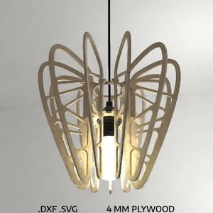 May include: A wooden pendant light fixture with a geometric design. The light fixture is made of 4 mm plywood and is available as a digital download in .DXF and .SVG formats. DIGITAL DOWNLOAD