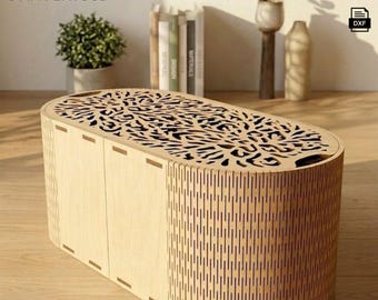 Caja de regalo cortada con láser SVG / Plantilla de caja de madera decorativa / Archivo de corte láser para madera contrachapada de 3 mm / Caja de joyería Glowforge / Descarga instantánea DXF SVG