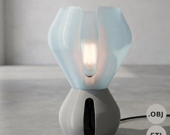 3D Printed Geometric Minimalist Table Lamp STL OBJ File Digital Download