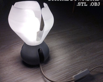 3D Printed Geometric Minimalist Table Lamp STL OBJ File Digital Download