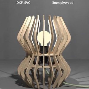 Elegant Minimal Laser Cut Table Mood Lamp 3 mm Plywood Digital Download DXF SVG Vector Files Laser Cut Art