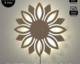 Floral Wall Lamp SVG DXF | Laser Cut Wood Sconce Pattern | 4mm Plywood | Instant Download