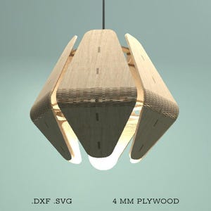 4 mm Plywood Laser Cut Decorative Pendant Lamp SVG DXF Template Glowforge Wooden Lampshade DXF Cnc Pattern Vector Lamp Chandelier Svg