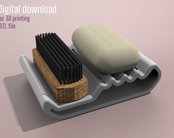 Integrated soap and nailbrush holder STL files for 3D printing